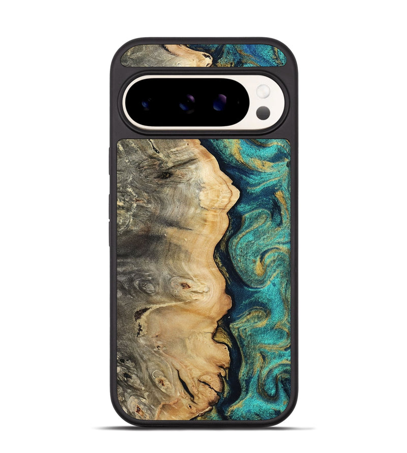 Pixel 9 Pro Wood Phone Case - Nyah (Teal & Gold, 807969)