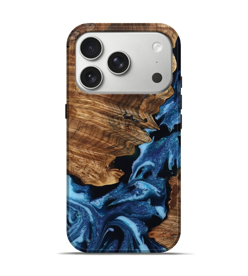 iPhone 17 Pro Wood Live Edge Phone Case - Sherri (Blue, 808027)