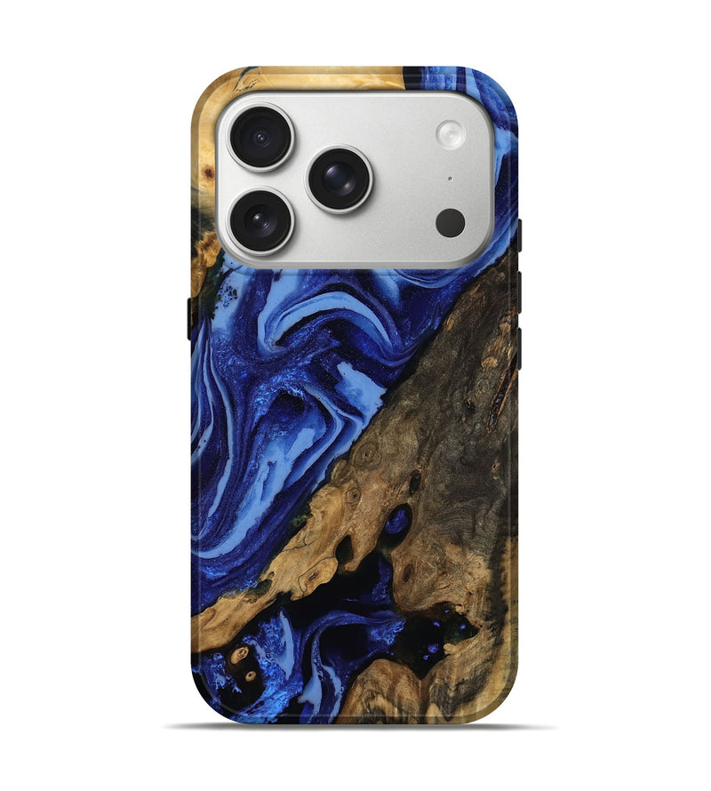 iPhone 17 Pro Wood Live Edge Phone Case - Kaylynn (Blue, 808029)