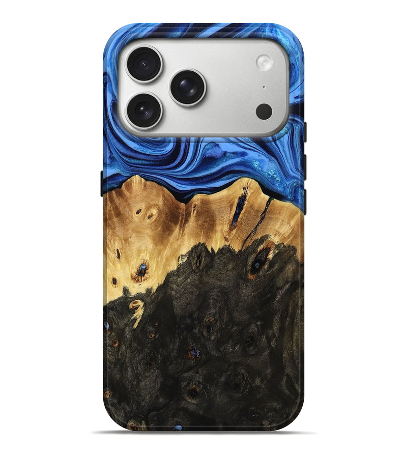 iPhone 17 Pro Max Wood Live Edge Phone Case - Caryn (Blue, 808034)