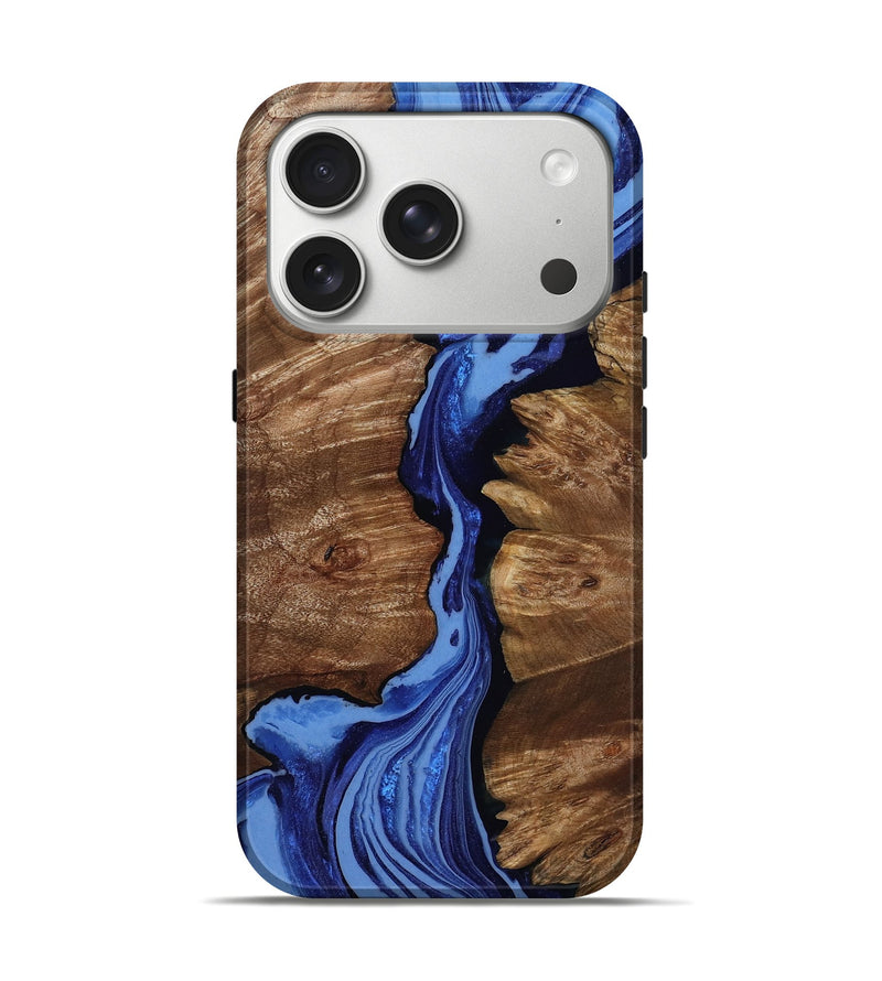 iPhone 17 Pro Wood Live Edge Phone Case - Catina (Blue, 808039)