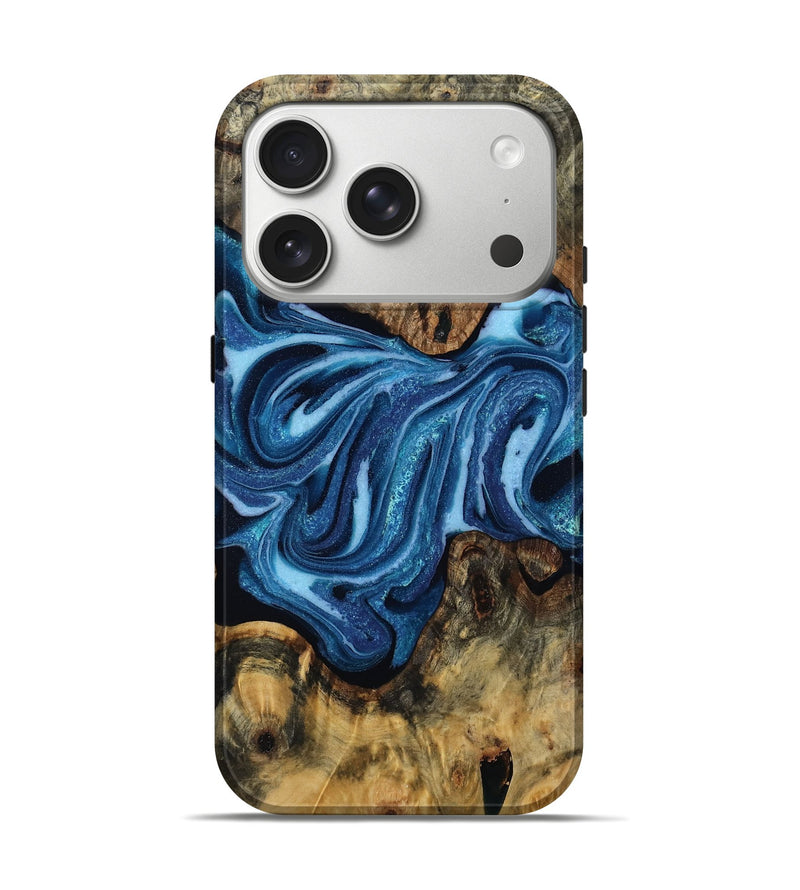 iPhone 17 Pro Wood Live Edge Phone Case - Nakita (Blue, 808040)