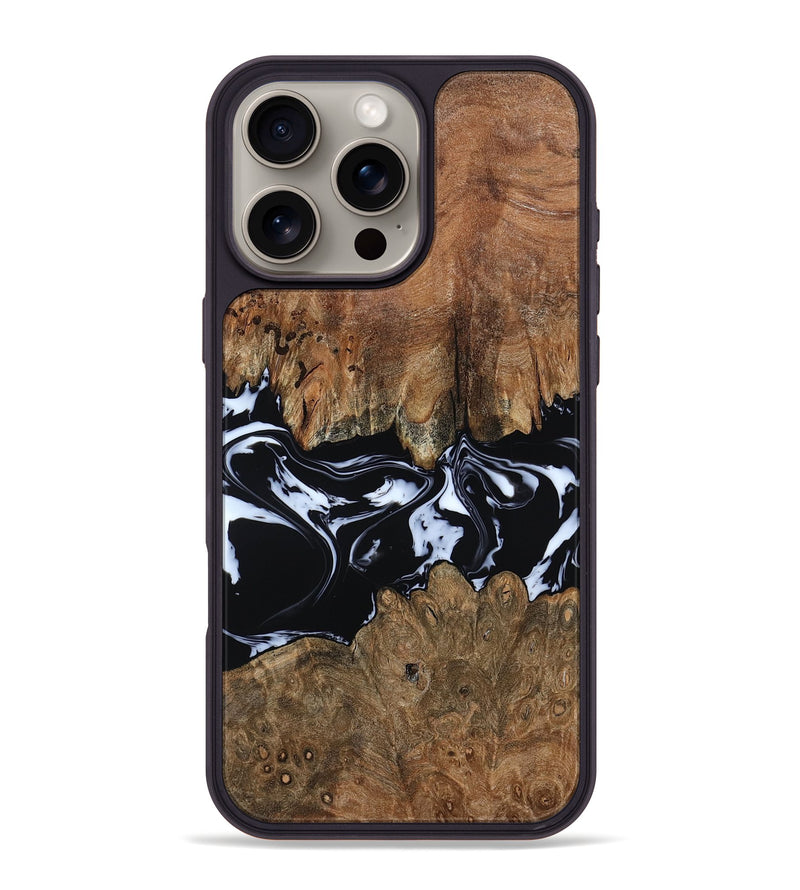 iPhone 16 Pro Max Wood Phone Case - Lara (Black & White, 808060)