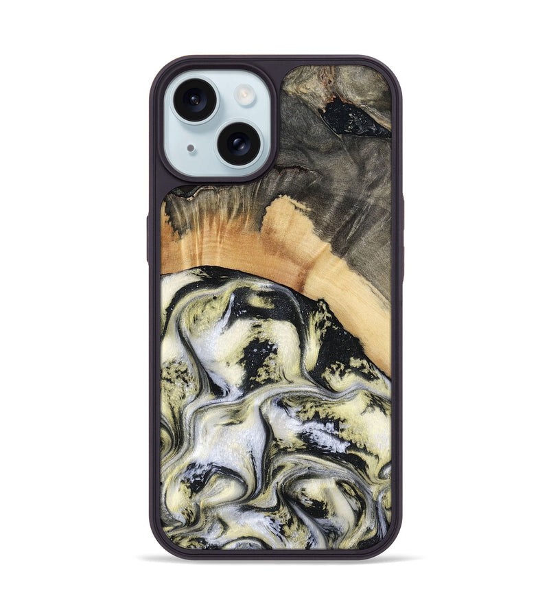 iPhone 15 Wood Phone Case - Dillon (Black & White, 808062)