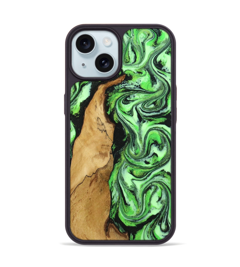 iPhone 15 Wood Phone Case - Veda (Green, 808065)