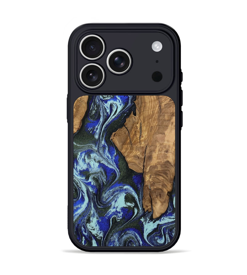 iPhone 17 Pro Wood Phone Case - Maegan (Blue, 808070)
