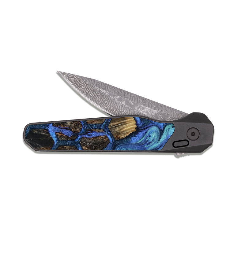 EDC Dark Damascus Wood Pocket Knife - Aura (Pattern, 808081)