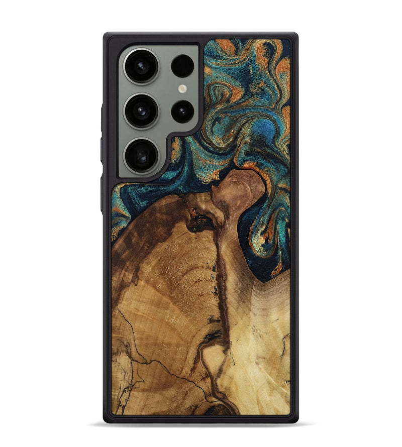 Galaxy S24 Ultra Wood Phone Case - August (Teal & Gold, 808082)