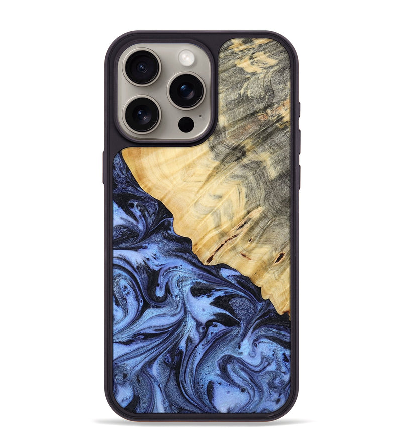 iPhone 15 Pro Max Wood Phone Case - Katelin (Blue, 808102)