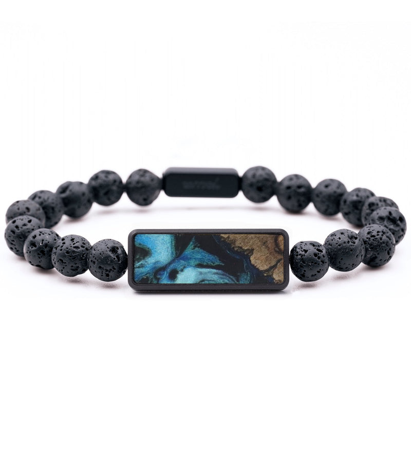 Lava Bead Wood Bracelet - Jarod (Blue, 808193)