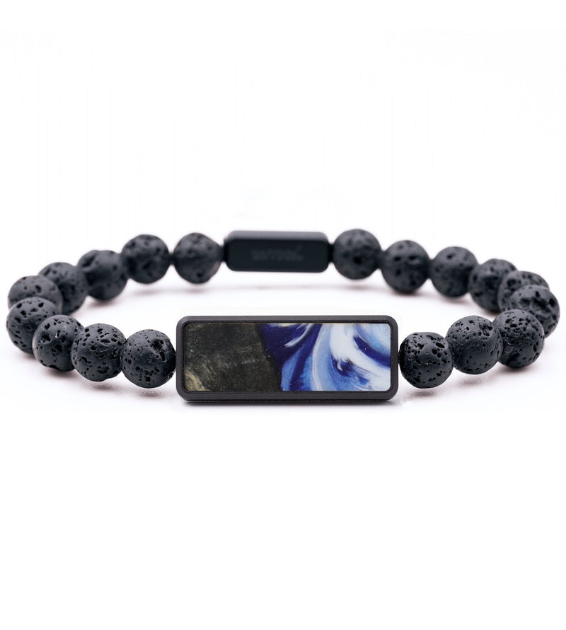 Lava Bead Wood Bracelet - Felicia (Blue, 808203)