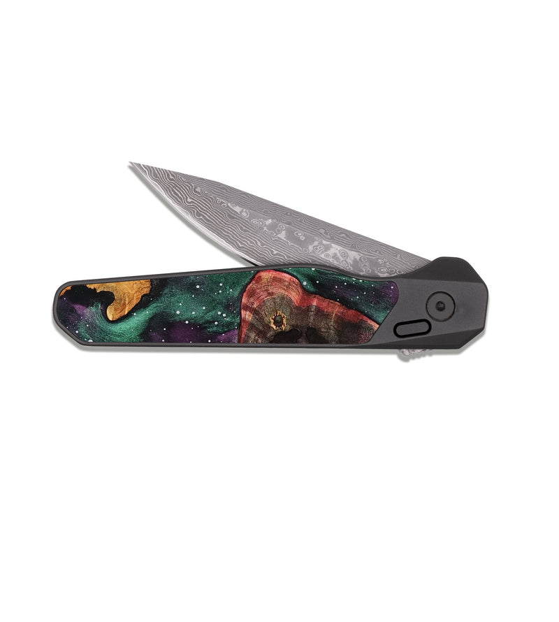 EDC Dark Damascus Wood Pocket Knife - Adalee (Cosmos, 808244)