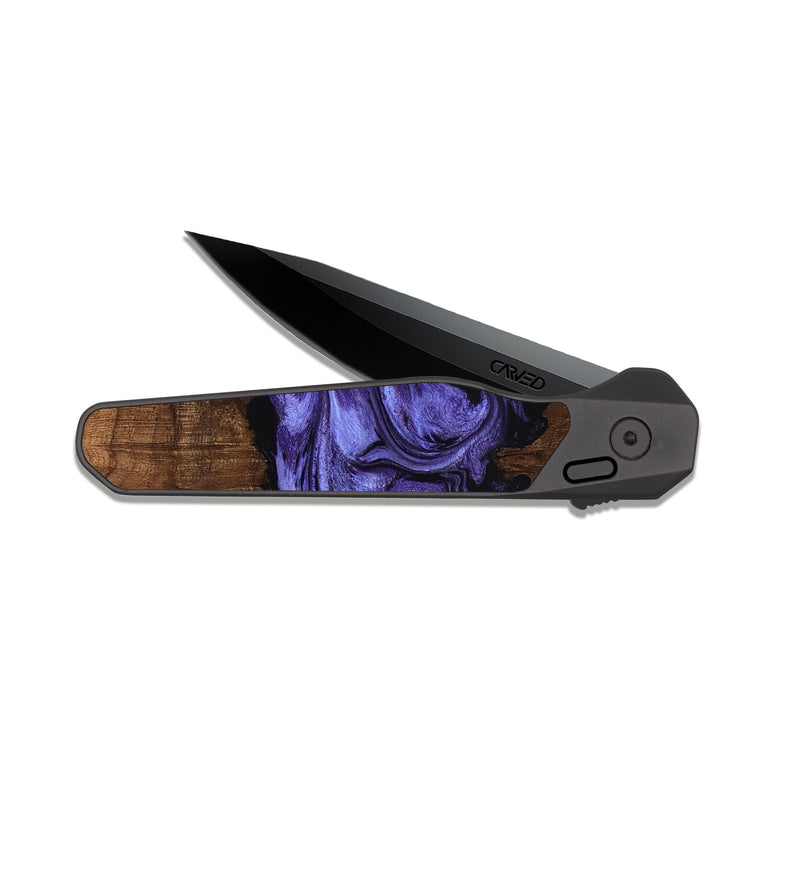 EDC Dark Slate Wood Pocket Knife - Stacey (Purple, 808294)