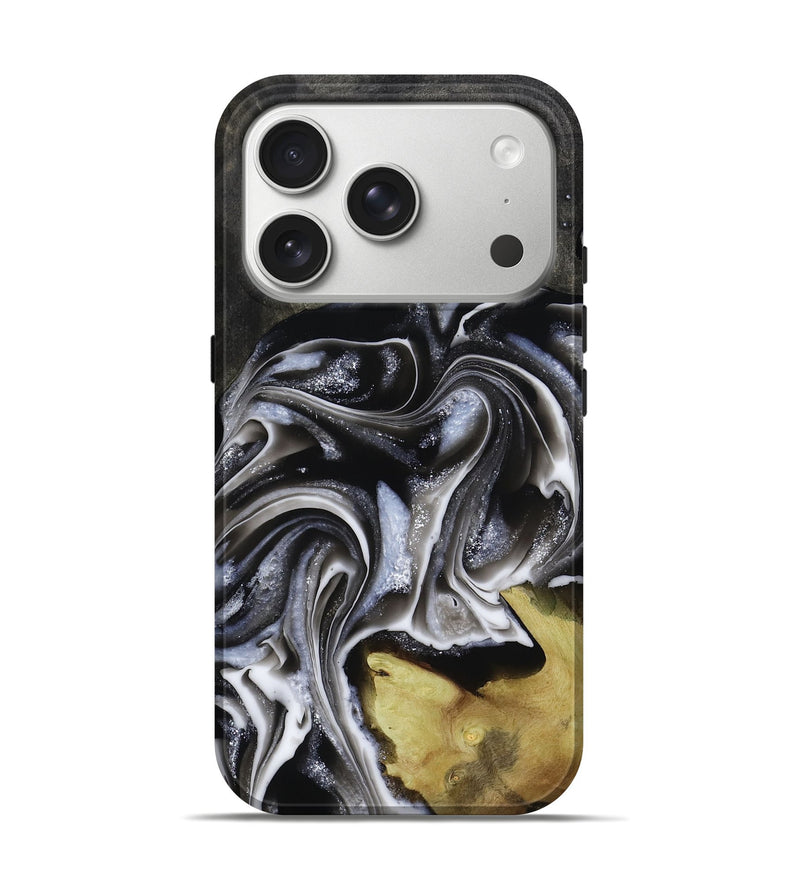 iPhone 17 Pro Wood Live Edge Phone Case - Jaycee (Black & White, 808310)