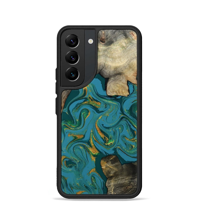 Galaxy S22 Wood Phone Case - Jamila (Teal & Gold, 808356)
