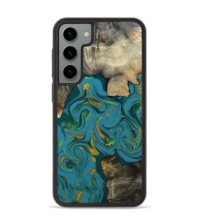 Galaxy S23 Plus Wood Phone Case - Jamila (Teal & Gold, 808356)