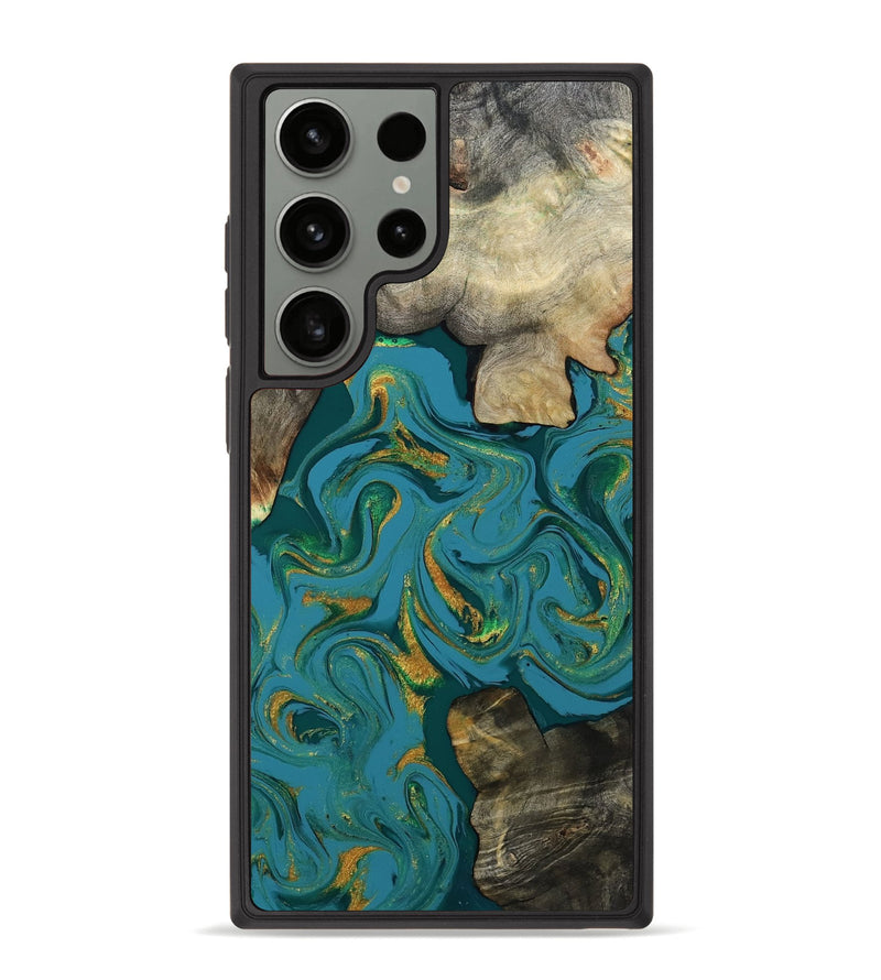Galaxy S23 Ultra Wood Phone Case - Jamila (Teal & Gold, 808356)