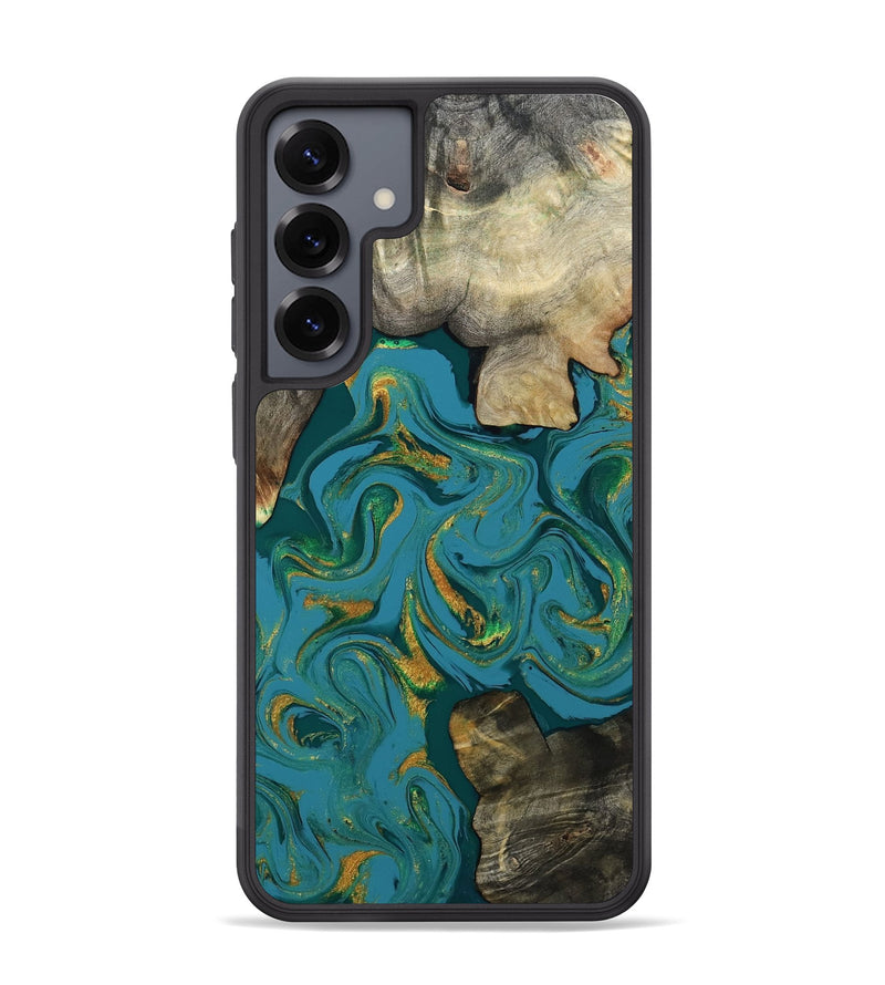 Galaxy S25 Plus Wood Phone Case - Jamila (Teal & Gold, 808356)