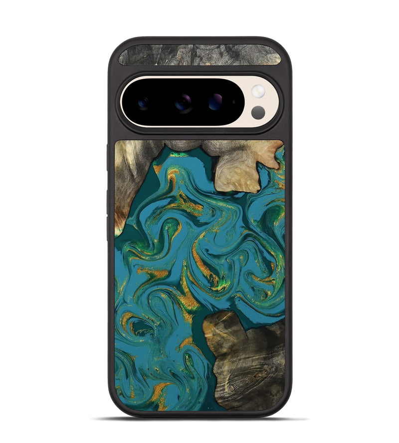 Pixel 10 Wood Phone Case - Jamila (Teal & Gold, 808356)