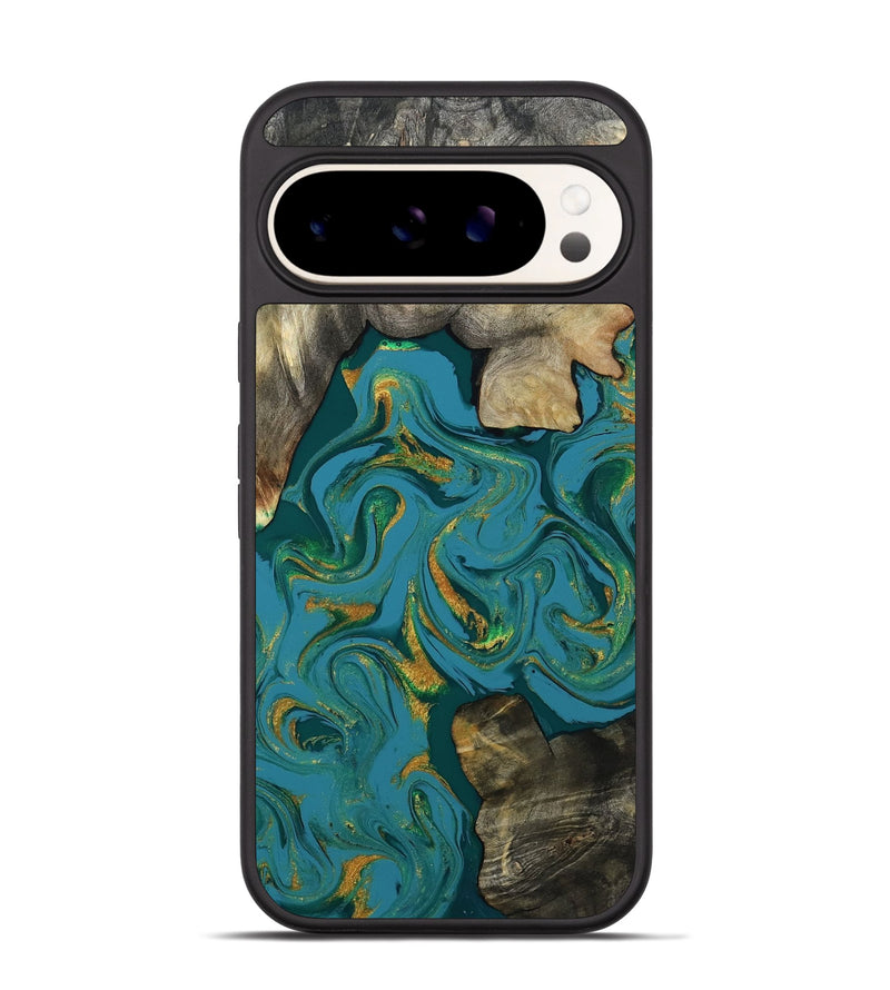 Pixel 9 Pro Wood Phone Case - Jamila (Teal & Gold, 808356)