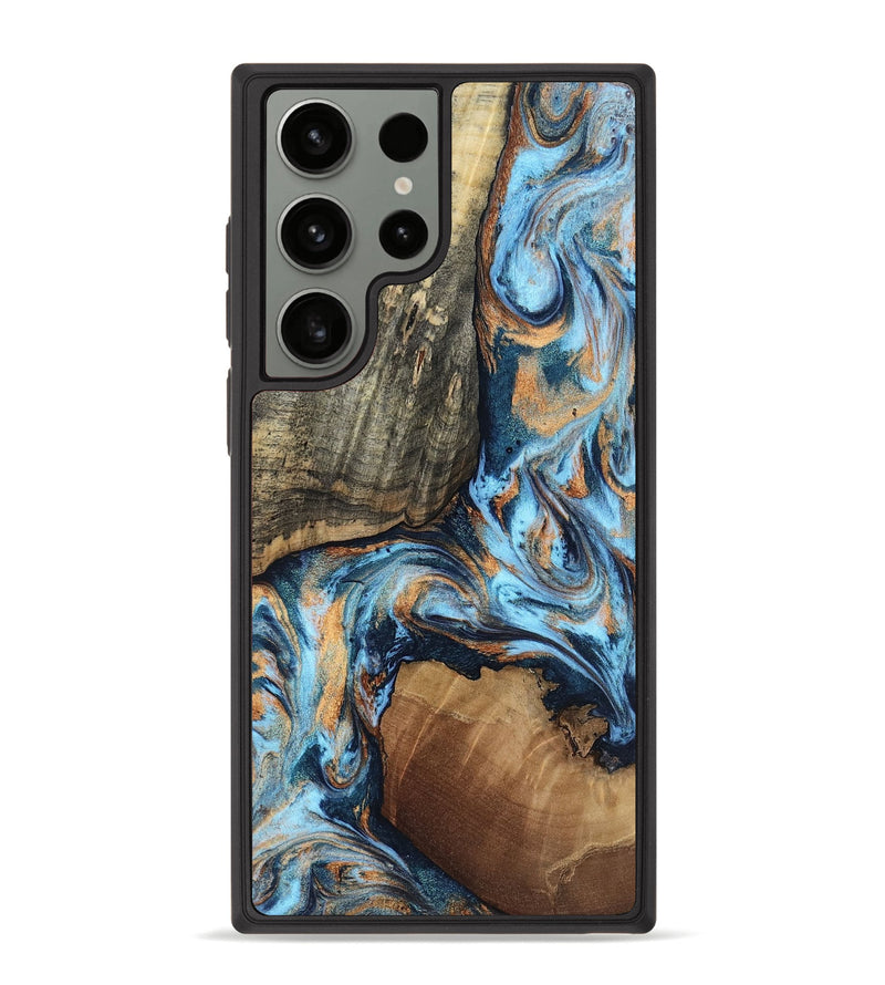 Galaxy S23 Ultra Wood Phone Case - Theron (Teal & Gold, 808361)
