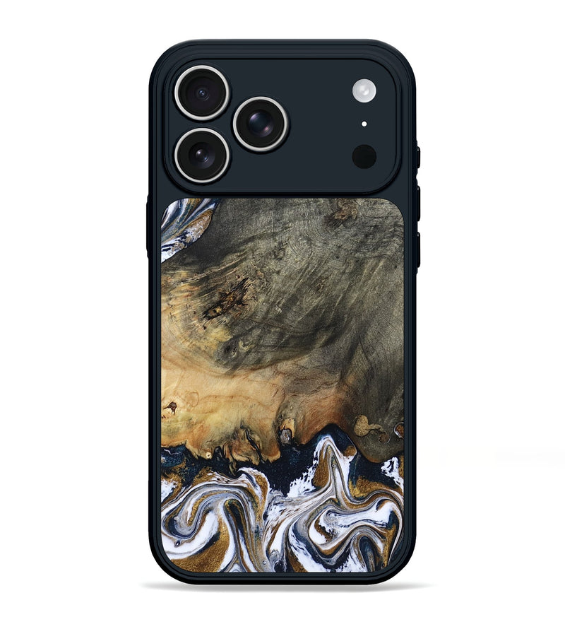 iPhone 17 Pro Max Wood Phone Case - Florian (Teal & Gold, 808362)