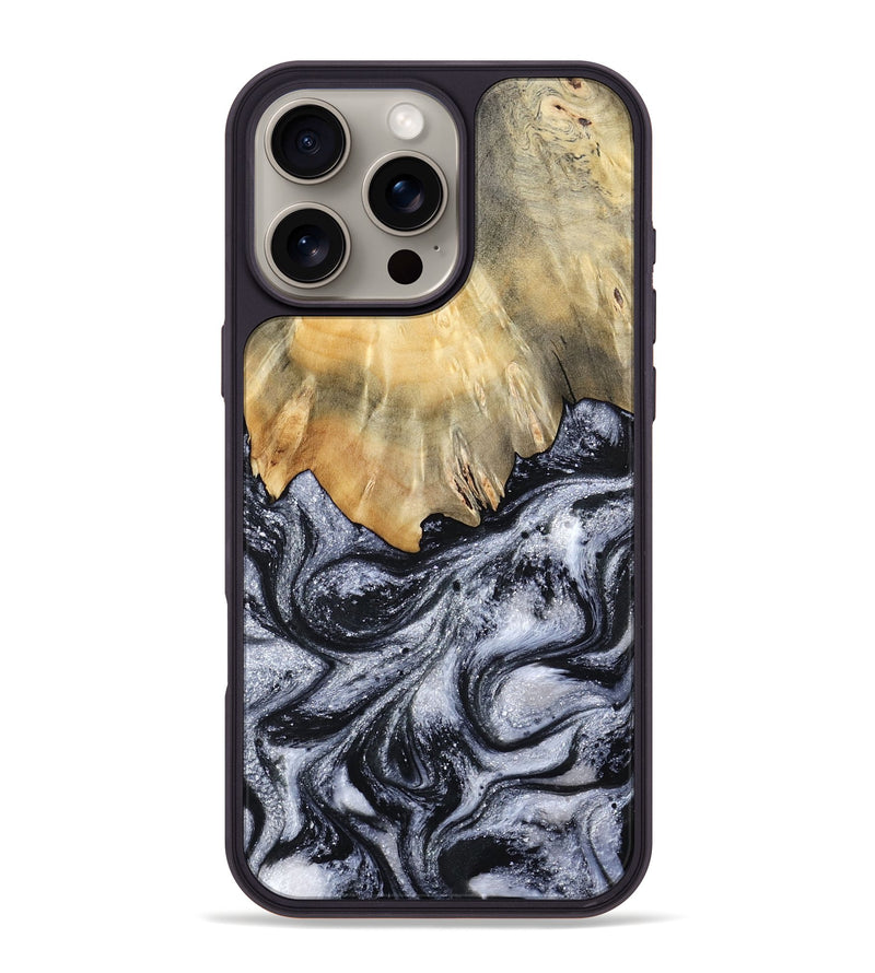 iPhone 16 Pro Max Wood Phone Case - Luna (Black & White, 808397)