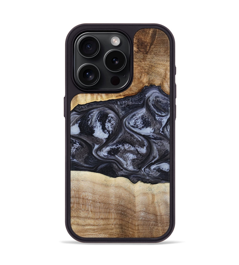 iPhone 15 Pro Wood Phone Case - Jolene (Black & White, 808398)