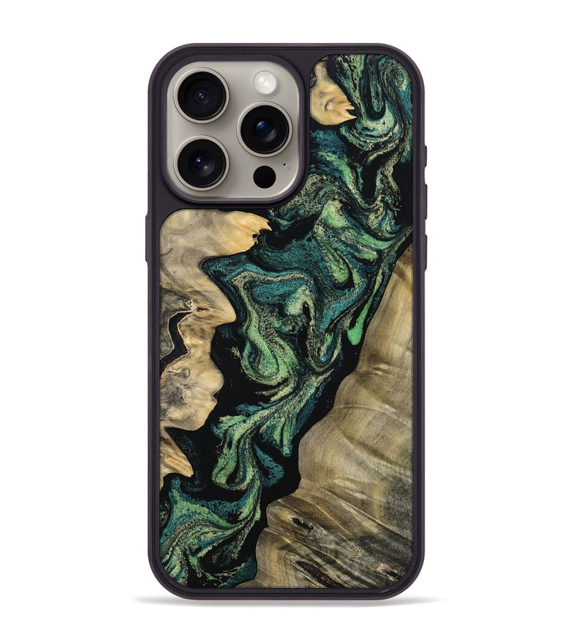 iPhone 15 Pro Max Wood Phone Case - Maxine (Green, 808403)