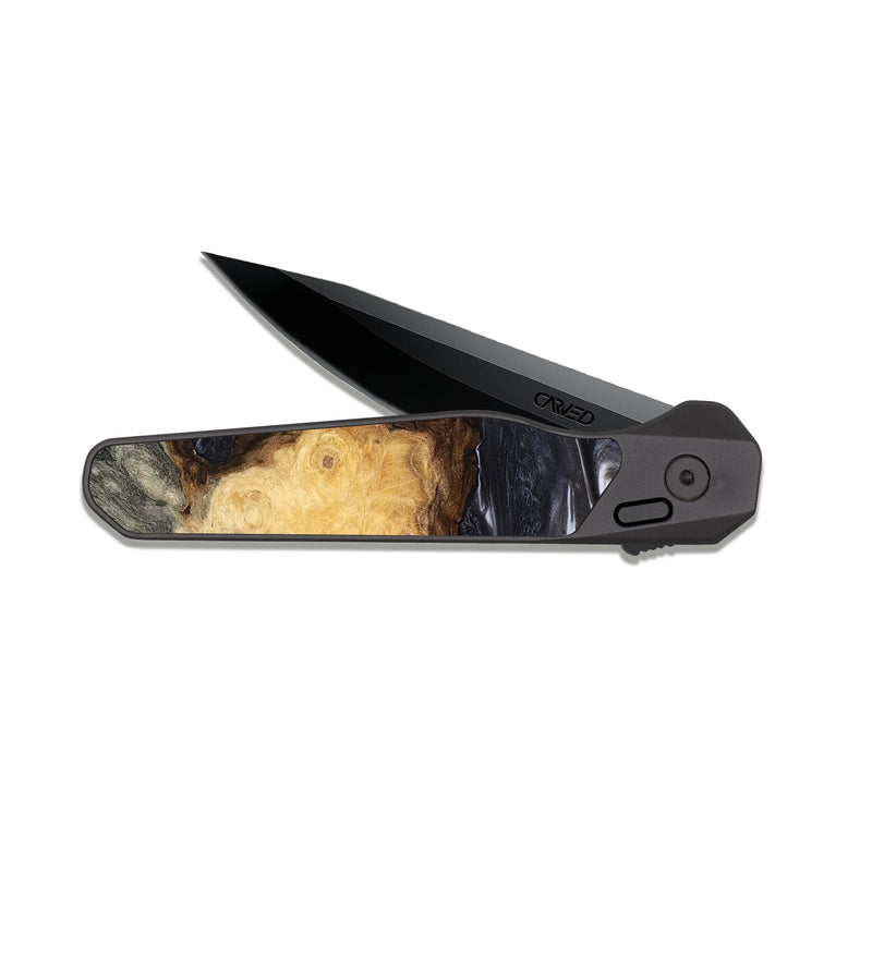 EDC Dark Slate Wood Pocket Knife - Kelsie (Black & White, 808405)
