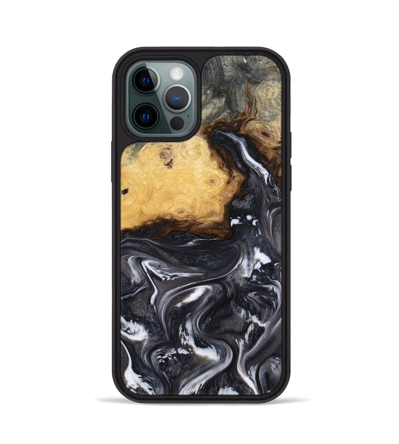 iPhone 12 Pro Wood Phone Case - Kelsie (Black & White, 808405)