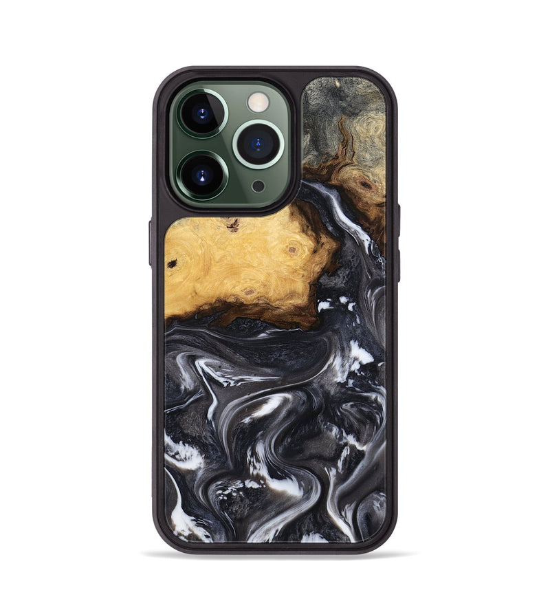 iPhone 13 Pro Wood Phone Case - Kelsie (Black & White, 808405)