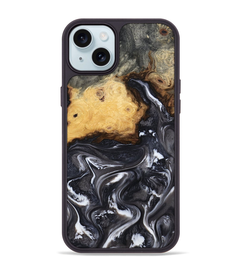 iPhone 15 Plus Wood Phone Case - Kelsie (Black & White, 808405)