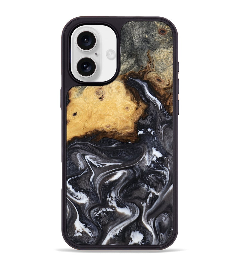 iPhone 16 Plus Wood Phone Case - Kelsie (Black & White, 808405)