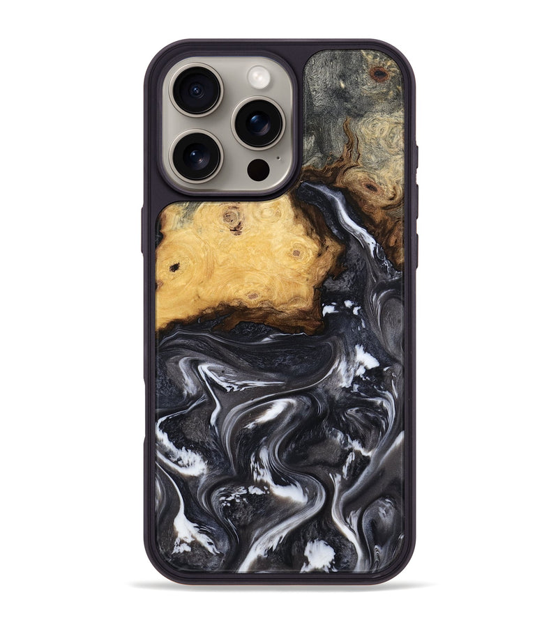 iPhone 16 Pro Max Wood Phone Case - Kelsie (Black & White, 808405)