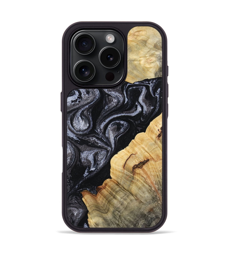 iPhone 16 Pro Wood Phone Case - Kenisha (Black & White, 808457)