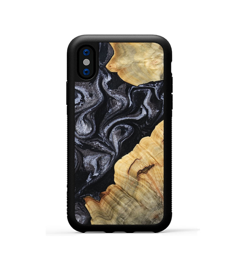 iPhone Xs Wood Phone Case - Kenisha (Black & White, 808457)
