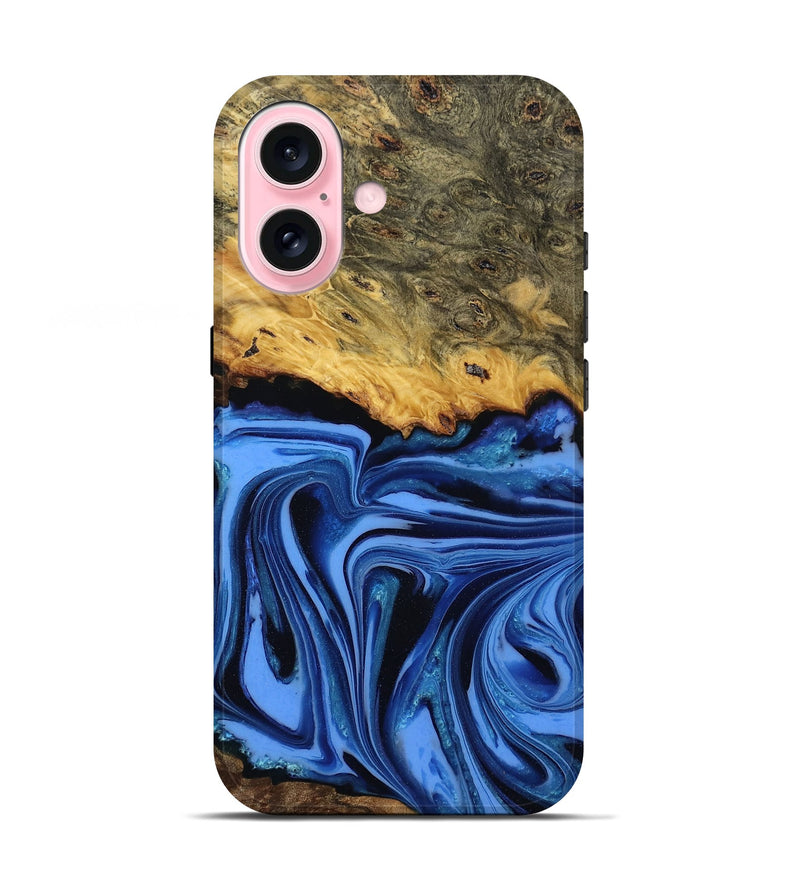 iPhone 17 Wood Live Edge Phone Case - Britney (Blue, 808547)