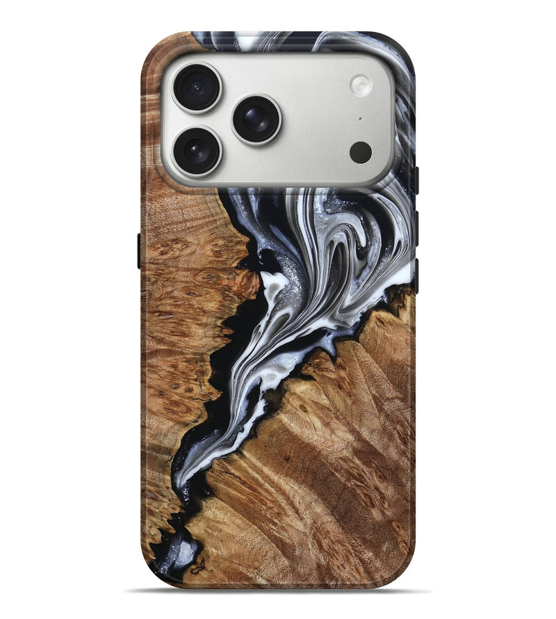 iPhone 17 Pro Max Wood Live Edge Phone Case - Daisha (Black & White, 808551)