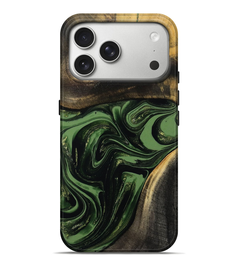 iPhone 17 Pro Max Wood Live Edge Phone Case - Holly (Green, 808556)