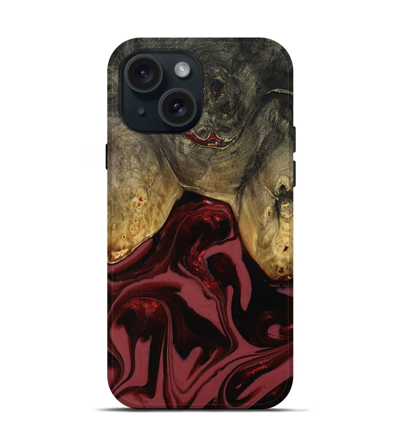 iPhone 15 Wood Live Edge Phone Case - Dalton (Red, 808561)