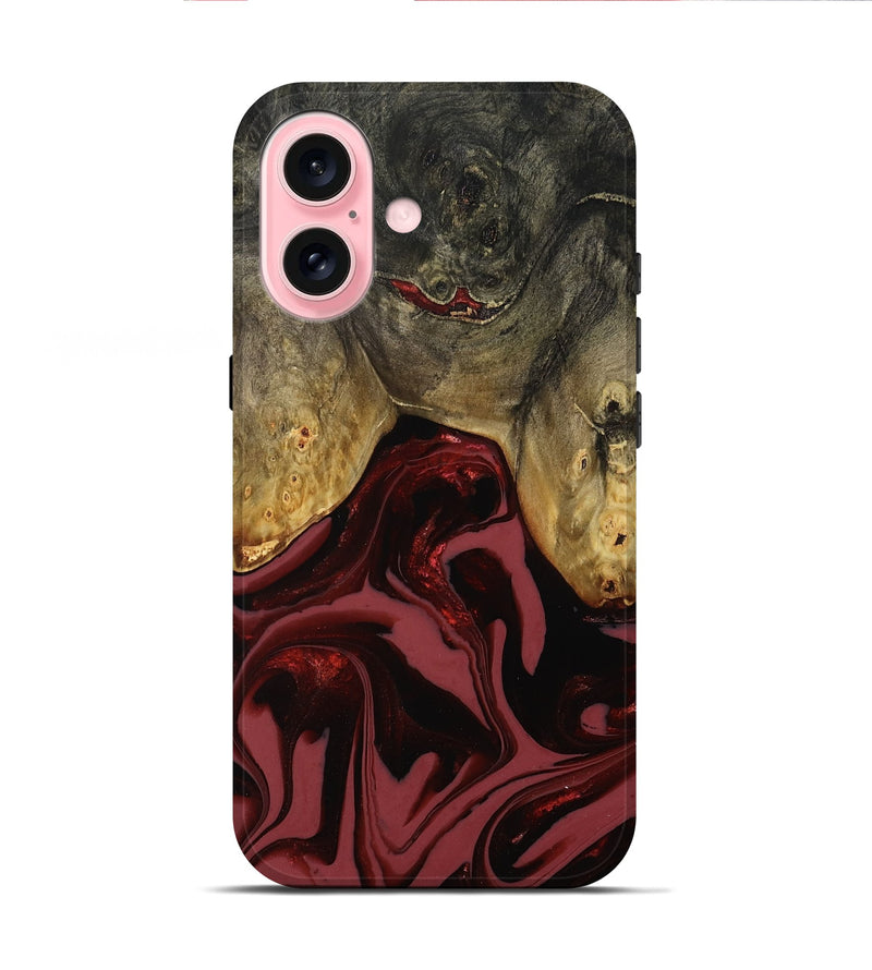 iPhone 16 Wood Live Edge Phone Case - Dalton (Red, 808561)