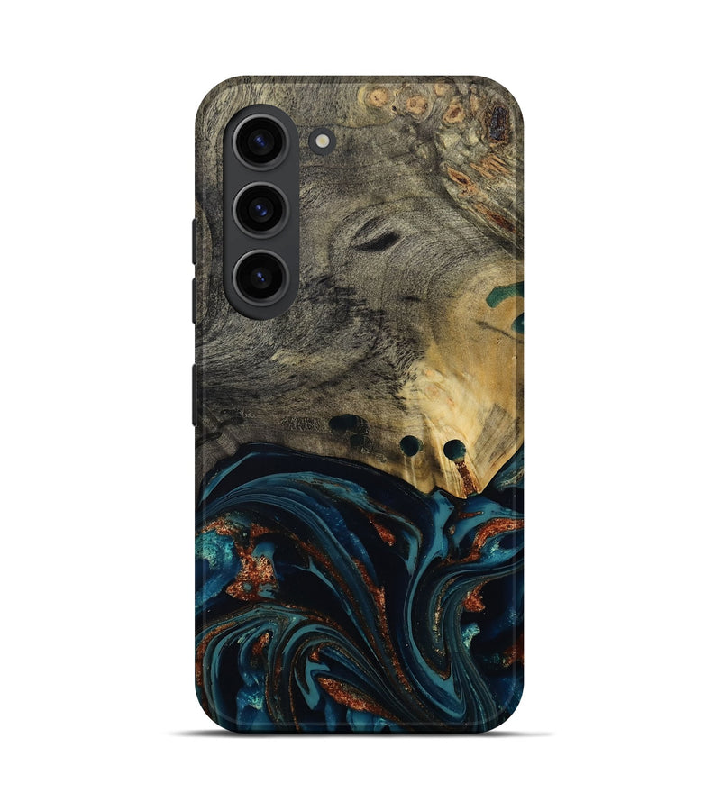 Galaxy S23 Wood Live Edge Phone Case - Orlando (Teal & Gold, 808563)