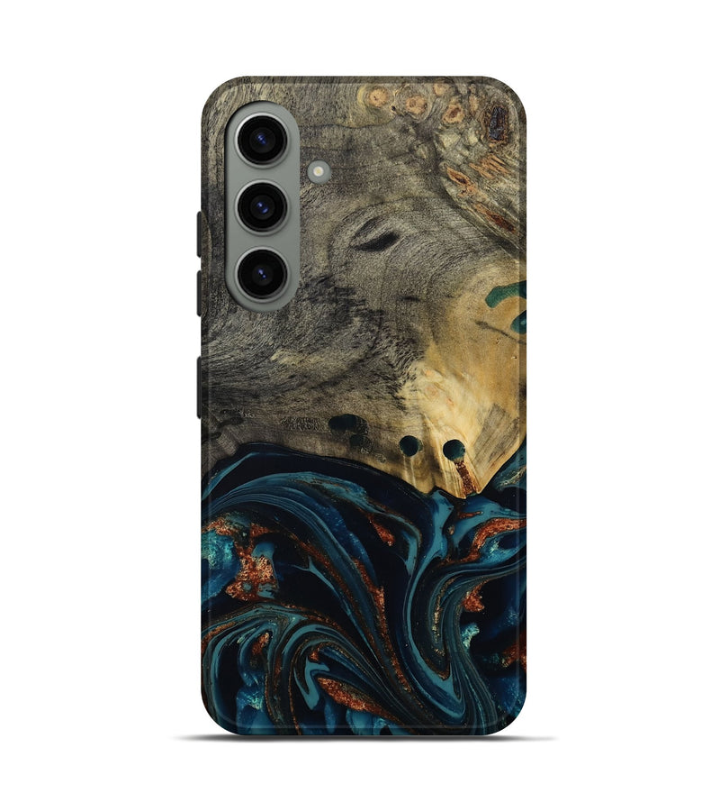 Galaxy S24 Wood Live Edge Phone Case - Orlando (Teal & Gold, 808563)