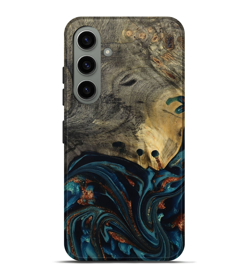 Galaxy S24 Plus Wood Live Edge Phone Case - Orlando (Teal & Gold, 808563)