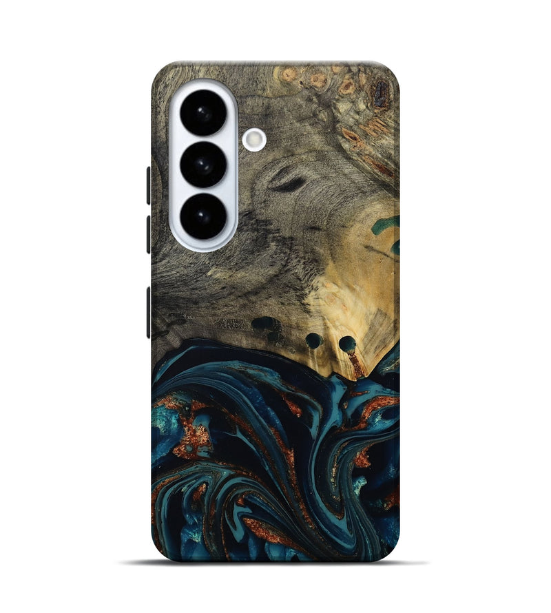 Galaxy S26 Wood Live Edge Phone Case - Orlando (Teal & Gold, 808563)