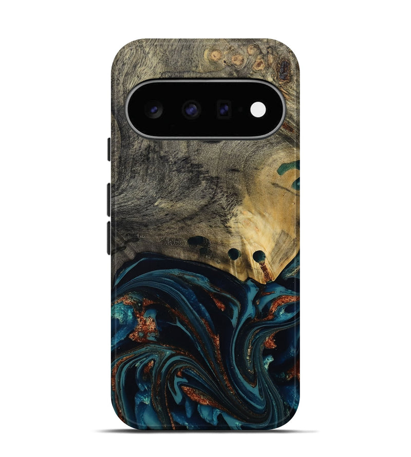 Pixel 11 Wood Live Edge Phone Case - Orlando (Teal & Gold, 808563)