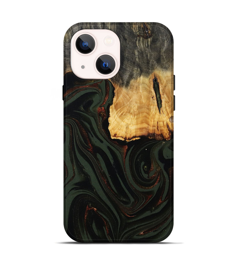 iPhone 14 Wood Live Edge Phone Case - Axton (Green, 808565)