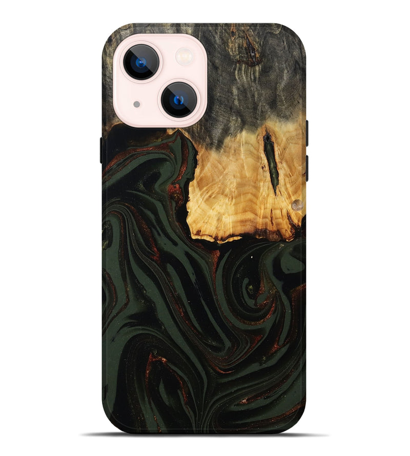 iPhone 14 Plus Wood Live Edge Phone Case - Axton (Green, 808565)