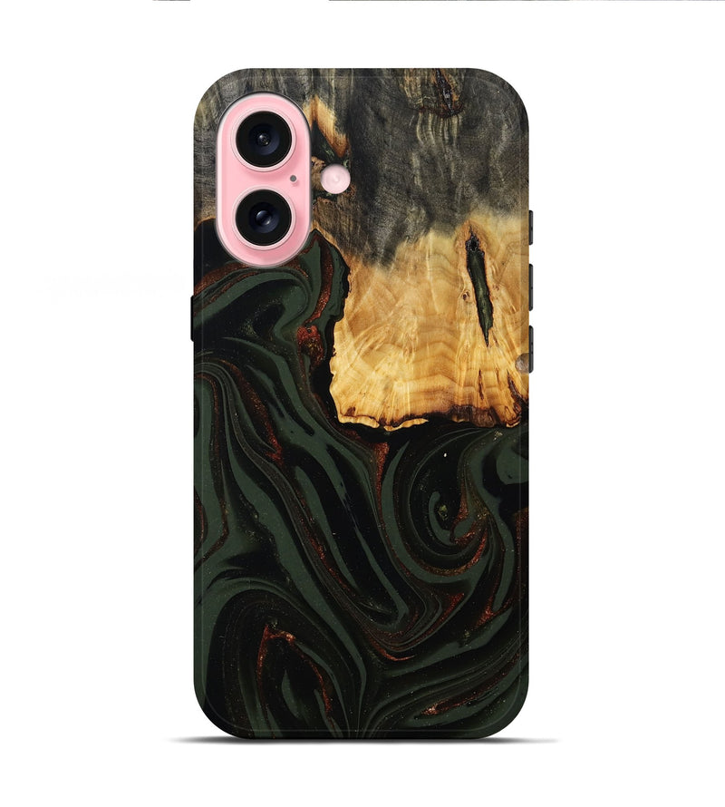 iPhone 16 Wood Live Edge Phone Case - Axton (Green, 808565)